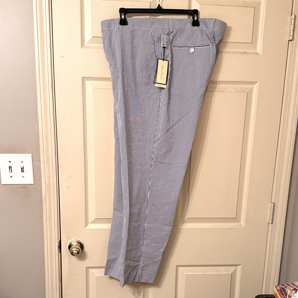 Alan Flusser Blue Striped Dress Pants